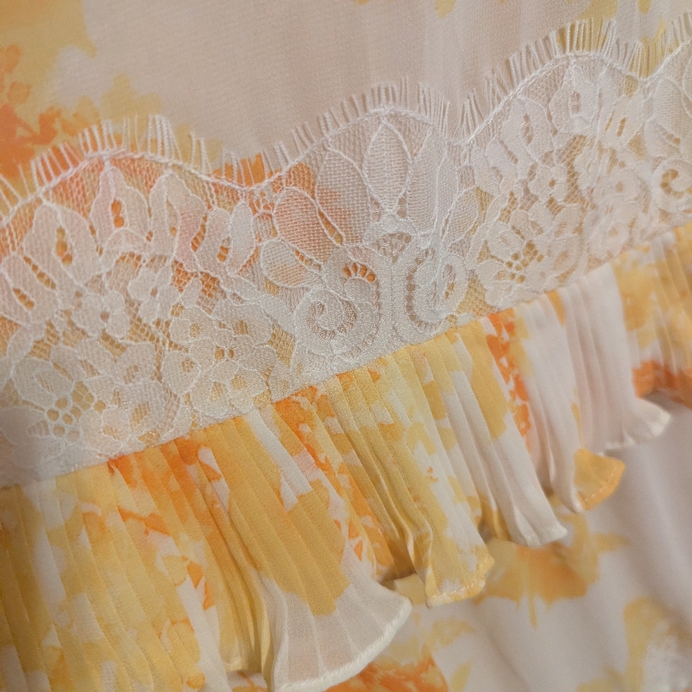 BHLDN Ava Chiffon Yellow Floral High-Neck Ruffled Maxi Dress - NWT! - Picture 7 of 10